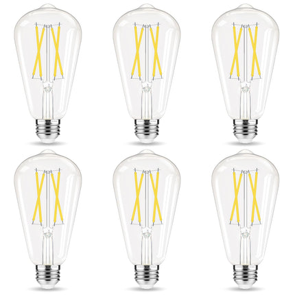 GvvooHome Dimmable LED Edison Bulb, E26 Light Bulb 60 watt Equivalent, Soft White 2700K, ST58 Vintage Light Bulbs, 90+ CRI, E26 Medium Base, Clear Glass, 4 Pack