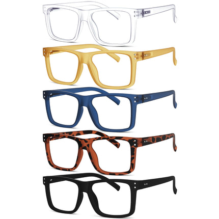 Eyekepper 5-Pack Oversized Square Reading Glasses +1.25 Men Women