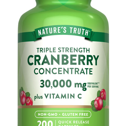 Nature's Truth Cranberry Concentrate Pills | Plus Vitamin C | 200 Quick Release Capsules | Non-GMO & Gluten Free Supplement
