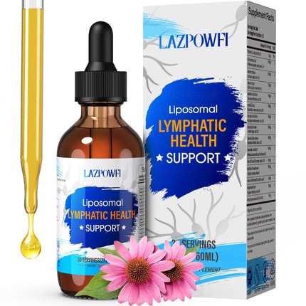 Lazpowfi Lymphatic Drainage Drops – Liposomal Lymphatic Drainage Supplements with Echinacea 500mg, Elderberry, Burdock Root & Dandelion – Liquid Lymphatic Drops, 2 fl oz