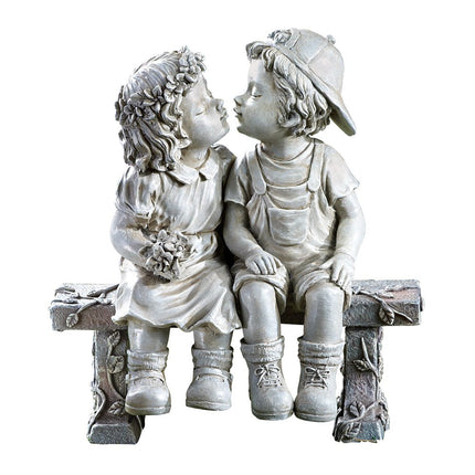 Collections Etc First Kiss, Puppy Love, Kissing Couple Garden Sculpture, 8 1/4" L x 4 3/4" W x 9" H