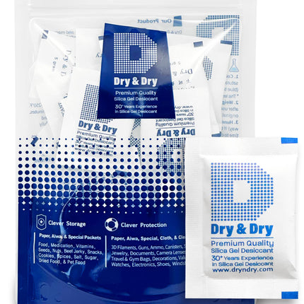 Dry & Dry 5 Gram [30 Packets] Silica Gel Packets Silica Gel Desiccants, Silica Gel Packs - Rechargeable Moisture Absorbers for Food Storage, Electronics, 3D Filament & Safes