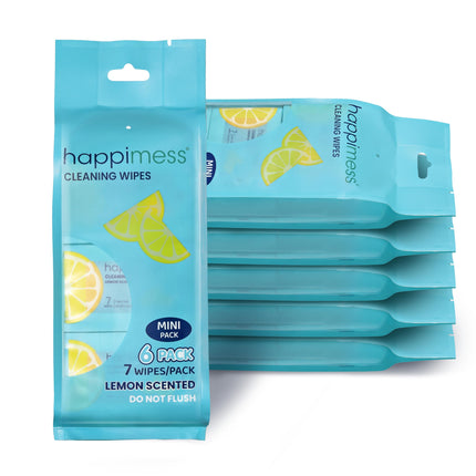 happimess On-the-Go Lemon Multi-Surface Cleaning Wipes, White, Pack of 36