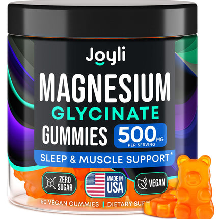 Magnesium Glycinate Gummies for Adults 500mg - Chewable Magnesium Glycinate for Kids Sleep, Glicinato De Magnesio para Mujeres, 60 Count