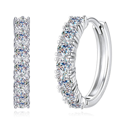1.15CT Moissanite Hoop Earrings for Women, 925 Sterling Silve Huggie Hoops