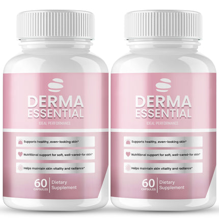 Derma Essential Capsules, Premium Derma Essential for Skin Clarity Support Supplement Pills - Maximum Strength, All Natural for Clear-Looking Skin & Natural Glow, DermaEssential Reviews (2 Pack)