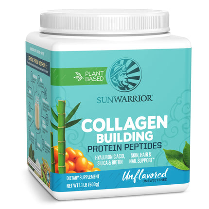Vegan Collagen Building Powder Protein Peptide with Biotin Vitamin C Hyaluronic Acid Collagen Protein Powder for Hair Skin Nail Dairy Free Gluten Free | Unflavored by Sunwarrior