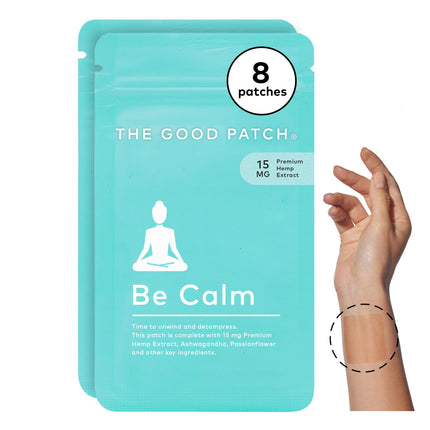 The Good Patch Be Calm Patch with Hemp, Supports Relaxation, Natural Patch with Hemp Extract, Ashwagandha Root, Passionflower, Plant Powered Wearable Wellness, Sustained Release (8 Total Patches)