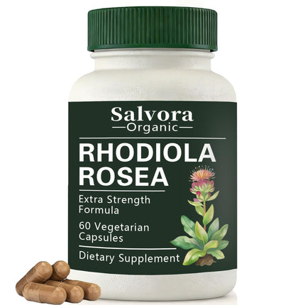 Salvora Organic Rhodiola Rosea, Rhodiola Rosea Supplement,Non-GMO,60 Capsules (1PCS)