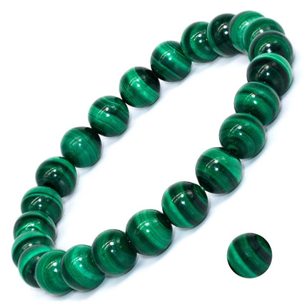 DAZCOLO Natural Gemstone Stretch Elastic Bracelet (Malachite)