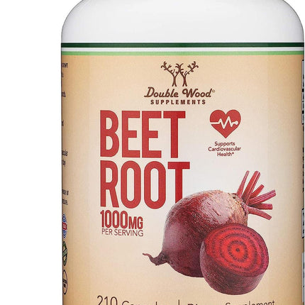 Beet Root Powder Capsules (Organic and Vegan) (210 Count, 1,000mg Per Serving) - Super Food from Beets with High Nitrate for Overall Health Support by Double Wood
