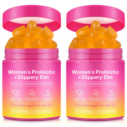 Rulviou 2 Pack Women's Probiotic Gummies for Vaginal Health - pH Balance & Immune Support Supplement, Pineapple Flavor, 120 Count | Feminine Care Vitamins for Women
