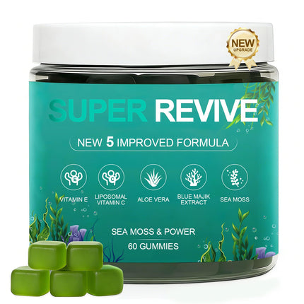 caicieter Super Revive Gummies for Hair Loss - Sea Moss Gummies with Vitamin C, E, Aloe Vera & Pearl Powder Glow, Promotes Thicker, Fuller & Stronger Hair - 60 Count
