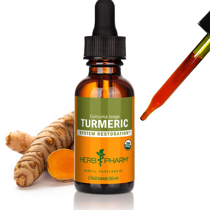 Herb Pharm Turmeric Liquid Extract: USDA Organic Liver, Joint, Muscle, Cardiovascular, and Digestive Support, Fast-Absorbing & Sugar-Free Turmeric Root Tincture, Up to ~3 Week Supply, 1 oz*