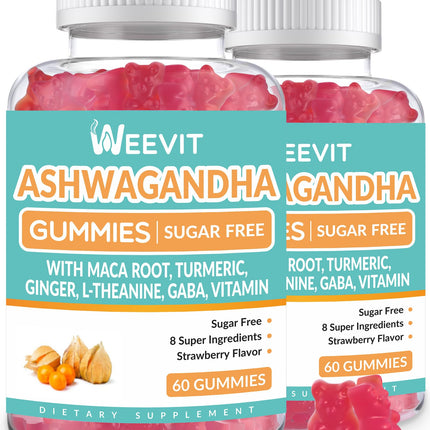 WEEVIT Ashwagandha Gummies with Vitamin D for Women & Men, Ashwagandha Gummy with Maca Root Powder | Organic Ashwa Gummies for Boost Energy