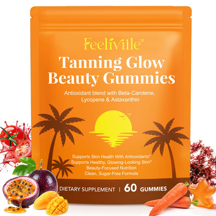 Astaxanthin Tanning Gummies Sun-Free for Women & Men, NO Sugar, With Beta Carotene, Vitamin ACDE Lycopene Enjoy a Tasty, Easy to Carry, No Water Making it Easy Enjoy a Healthy Tan Every Day 60Count