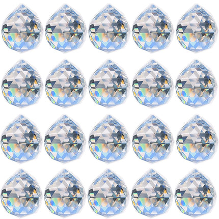 Crystal Prism Ball Sun Catcher - 20 Pack 30mm Hanging Decor for Windows, Wedding, Home, Feng Shui, Chandelier Pendant - Rainbow Maker, DIY Crafts, Gift Idea