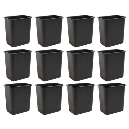 United Solutions 7.7 Gallon Trash Wastebasket, 12 Pack, Black, Under Desk
