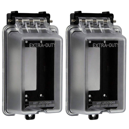 ENERLITES Outdoor Outlet Cover Extra-Duty in-Use Weatherproof Outdoor Decorator/GFCI Receptacle Outlets, Weatherproof Enclosure, 1-Gang 6.1”H x 3.4”W x 2.8”D, Clear Cover, IUC1V-D-2PCS, 2 Count