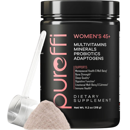 Pureffi Women's 45+ All-in-One Multivitamin Powder, 33 Ingredients, Menopausal Well-Being Support, Probiotics for Digestive Support, Mixed Berry, 30 Servings