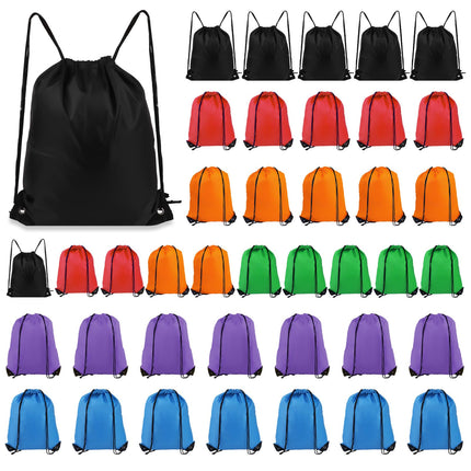 Drawstring Backpack 6 Colors Drawstring Bags, Draw String Back Bag Drawstring Bags Bulk for Sports, Gym, Travel, Swimming, Beach (40 PACK)