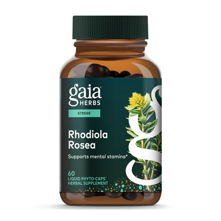 Gaia Herbs Rhodiola Rosea - Stress Support Supplement Traditionally for Supporting Healthy Stamina & Endurance* - with Siberian Rhodiola Root Extract - 60 Vegan Liquid Phyto-Caps (60 Servings)