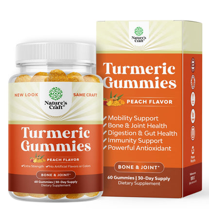 Turmeric Curcumin Immune Support Gummies - Antioxidant Turmeric Gummies for Advanced Skin Support - Digestive Support - Gummy Vitamins with Curcumin Powder & Black Pepper - Immune Booster - 60 Count