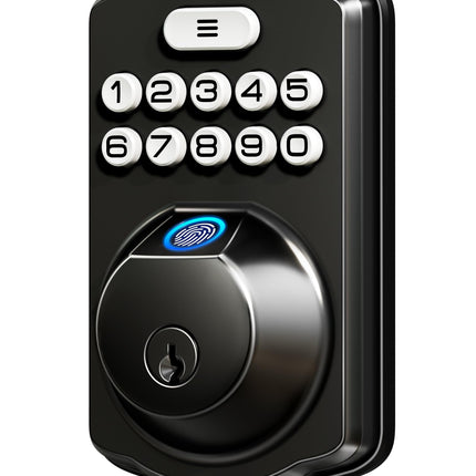 Veise KS02A Fingerprint Keyless Entry Door Lock, Auto Lock, Electronic Keypad Deadbolt for Front Door, Biometric, Anti-Peeping Password, Easy Install, Matte Black