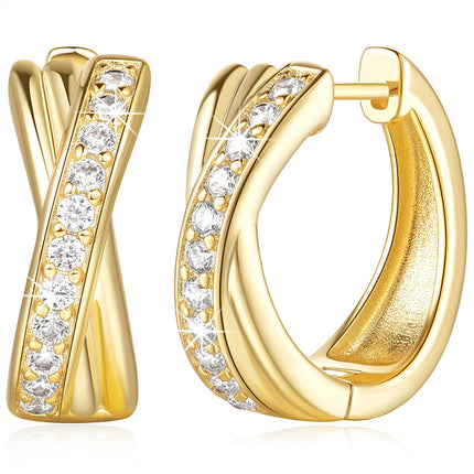 BANGALO 14K Gold Earrings for Women Good Huggie Earrings 17mm