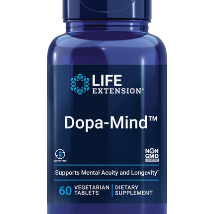 Life Extension Dopa-Mind™, Dopamine Support Supplement, Supports Cognitive Performance, Healthy Dopamine Production, Gluten-Free, Non-GMO, Vegetarian, 60 Tablets
