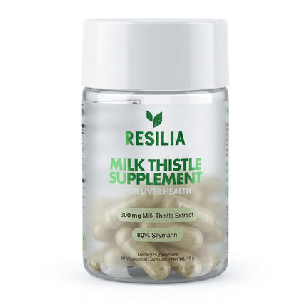 Resilia Milk Thistle Silymarin – 300 mg Supplement with Dandelion, Vitamin C, Inositol, Pueraria Root & Turmeric Extract, Antioxidant-Focused Plant Formula, 30 Vegetarian Capsules