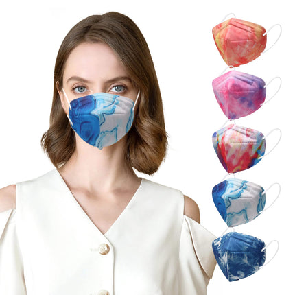 Wecolor KN95 Face Masks 50 Pack 5-Ply Breathable Safety Respirator Multicolor Cup Dust Disposable KN95 Mask