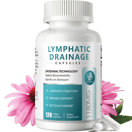 iMATCHME Lymphatic Drainage Supplements for Lymph System Support, Detox & Cleanse, Liver Health,Fluid Balance, Immune Support, Natural Herbal Blends with Echinacea, Liposomal Glutathione, 120 Capsules