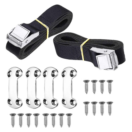 Cooler Tie Down Kit for YETI RTIC Coolers, Universal Cooler Straps with Stainless Steel Deck Plates & Screws, Adjustable Cam Buckle Lashing Straps for Boat, Truck Bed, Trailer, Prevent Sliding