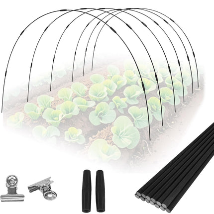 36 Rods Garden Hoops Kit for Raised Beds, 6 Sets 8FT Fiberglass Grow Tunnel