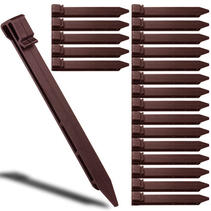 Aoipend 30 Pack Garden Landscape Stakes 10 inch Heavy Duty Plastic Stakes Tent Stakes Anchoring Spikes for Edging Terrace Board and Christmas Inflatables Garden Decorations Nails Brown