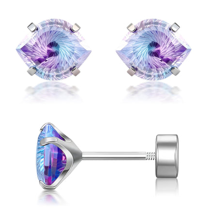 GUIJUEYE Implant Grade Titanium Evil Eye CZ Earrings for Sensitive Ears