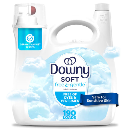 Downy Free & Gentle Liquid Fabric Softener, 140 fl oz, 190 Loads, Hypoallergenic, Sensitive Skin Friendly Fabric Conditioner Liquid
