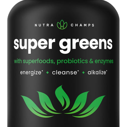Organic Super Greens Capsules - Daily Fruits and Veggies Supplement - 150 Green & Reds Superfood Pills - 40+ Natural Whole Food Fruit & Vegetables, Prebiotic Fiber & Probiotics & Digestive Enzymes