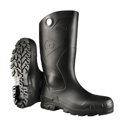 DUNLOP Chesapeake Rubber Boots Plain Toe for Men & Women – PVC - Waterproof - Lightweight Garden, Fishing & Rain Boots with Wide Calf – Black – Size 3–24