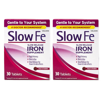 Slow Fe Slow Release Iron Supplement, 30 Tablets (Pack of 2)