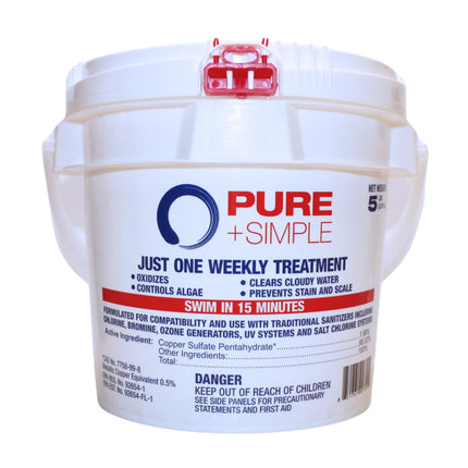Pure + Simple All-in-One Pool Shock & Clarifier - Algaecide for Swimming Pools - Fast-Acting Once Weekly Treatment for In-Ground & Above-Ground Pools - Swim in 15 Minutes (5 lbs)
