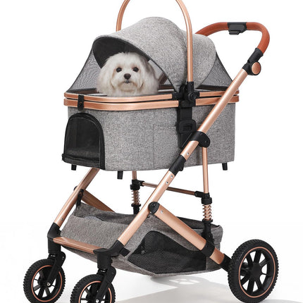 HOVONO Dog Stroller with Detachable Carriers, 3-in-1 Pet Stroller for Two Small to Medium Pets, Lightweight Aluminum Alloy Frame with 4-Wheel Suspension, Foldable Dog & Cat Stroller up to 60 lbs