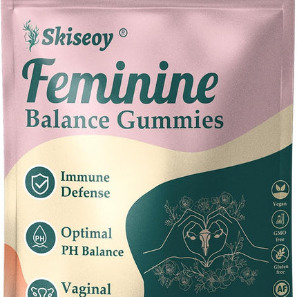 Skiseoy Pineapple Gummies for Women pH - Feminine Balance Gummies for Flora and Vaginal Health + Vitamin C for Immune Support, Probiotics Women's pH Balance Gummy Nutrition Vegan Friendly, 90 Counts