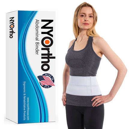 NYOrtho Post Surgery Abdominal Binder (Fits 45¨ - 60¨) - 6" Height, 2 Panel Waist Support Belt for Men & Women - Postpartum Belly Band - Tummy Tuck Compression Garment - MADE IN USA