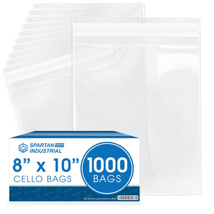 8x10 Self-Sealing Cellophane Bags (1000 Count) Clear Resealable Cello Bags