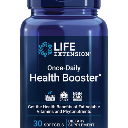Life Extension Once-Daily Health Booster, Vitamins E, K1 & K2, phospholipids, Fat-Soluble nutrients for Eye Health, Bone Health, Heart Health, Gluten-Free, 1 Daily, Non-GMO, 30 softgels