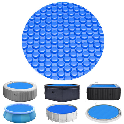 Evoio Solar Pool Cover 8 ft Round for Above Ground Inground Pools Bubble Wrap Covers Hot Tub Spa Thermal Heating, 12 Mil Circle Blue Floating Blanket for 6-24 Foot Feet Diameter Swimming Pools