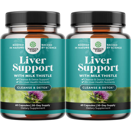 Liver Cleanse Detox & Repair - Herbal Liver Support Milk Thistle Supplement - Silymarin Milk Thistle Supplements with Dandelion Root, Choline, Beetroot & Artichoke Extract - 60 Count (Pack of 2)