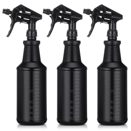 Honeydak 34 oz 3 Pack Spray Bottles for Cleaning Heavy Duty, Black